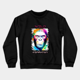 Chimpanzee  Ape Wild Nature Animal Colors Art Painting Crewneck Sweatshirt